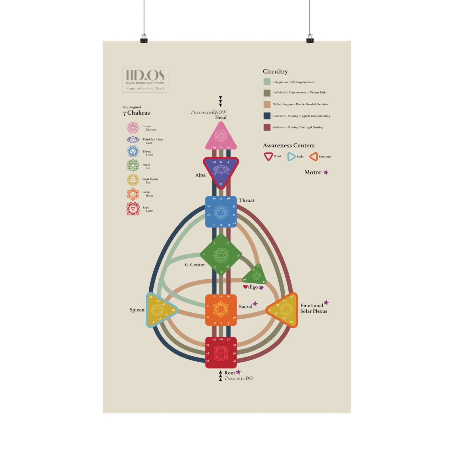 Human Design Chart Satin Poster - Human Design Bodygraph Master Key - Learn Human Design - Decode Human Design Poster