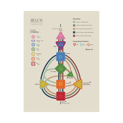 Human Design Chart Satin Poster - Human Design Bodygraph Master Key - Learn Human Design - Decode Human Design Poster