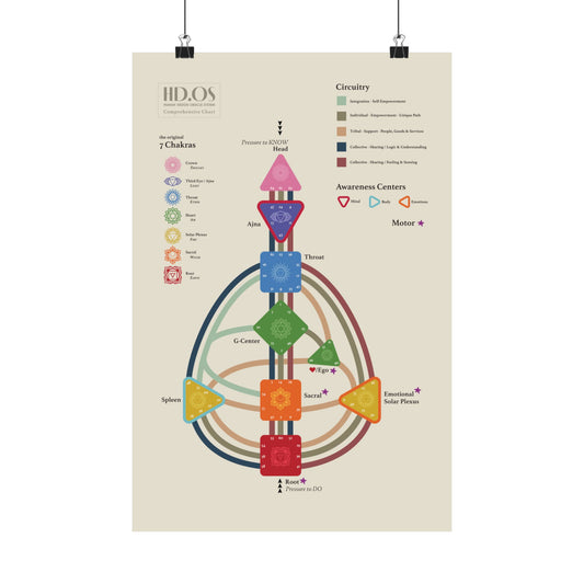 Human Design Chart Satin Poster - Human Design Bodygraph Master Key - Learn Human Design - Decode Human Design Poster